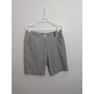 Nike Golf Women's Sz 8 med Bermuda Shorts Houndstooth Black White Lightweight